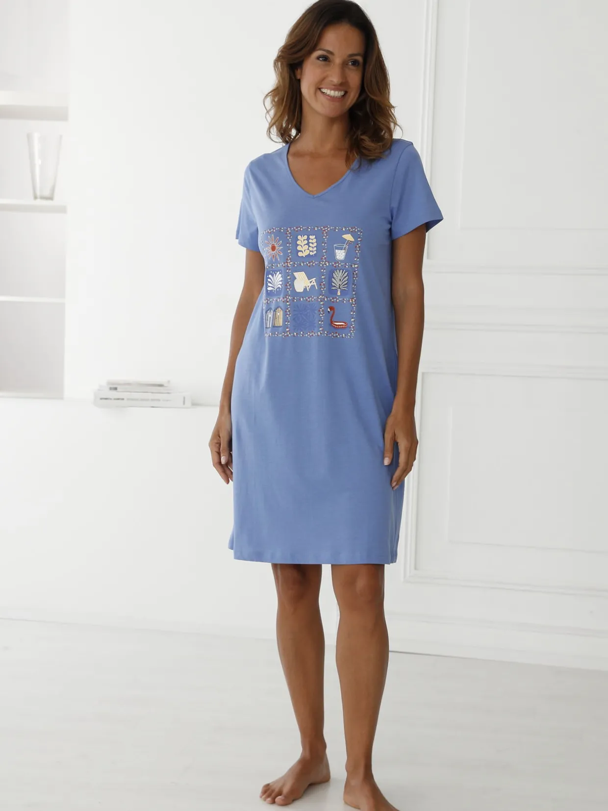 Daxon Lot de 3 chemises de nuit coton court