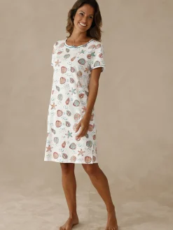 Daxon Lot de 2 chemises de nuit courtes coton