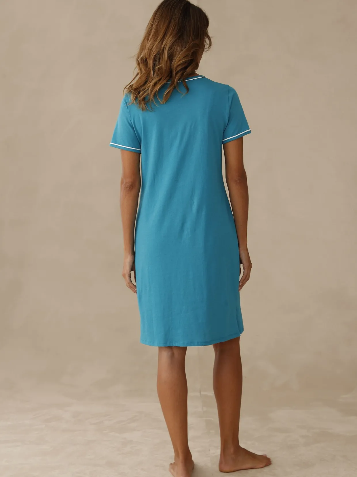 Daxon Lot de 2 chemises de nuit courtes coton