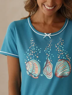 Daxon Lot de 2 chemises de nuit courtes coton