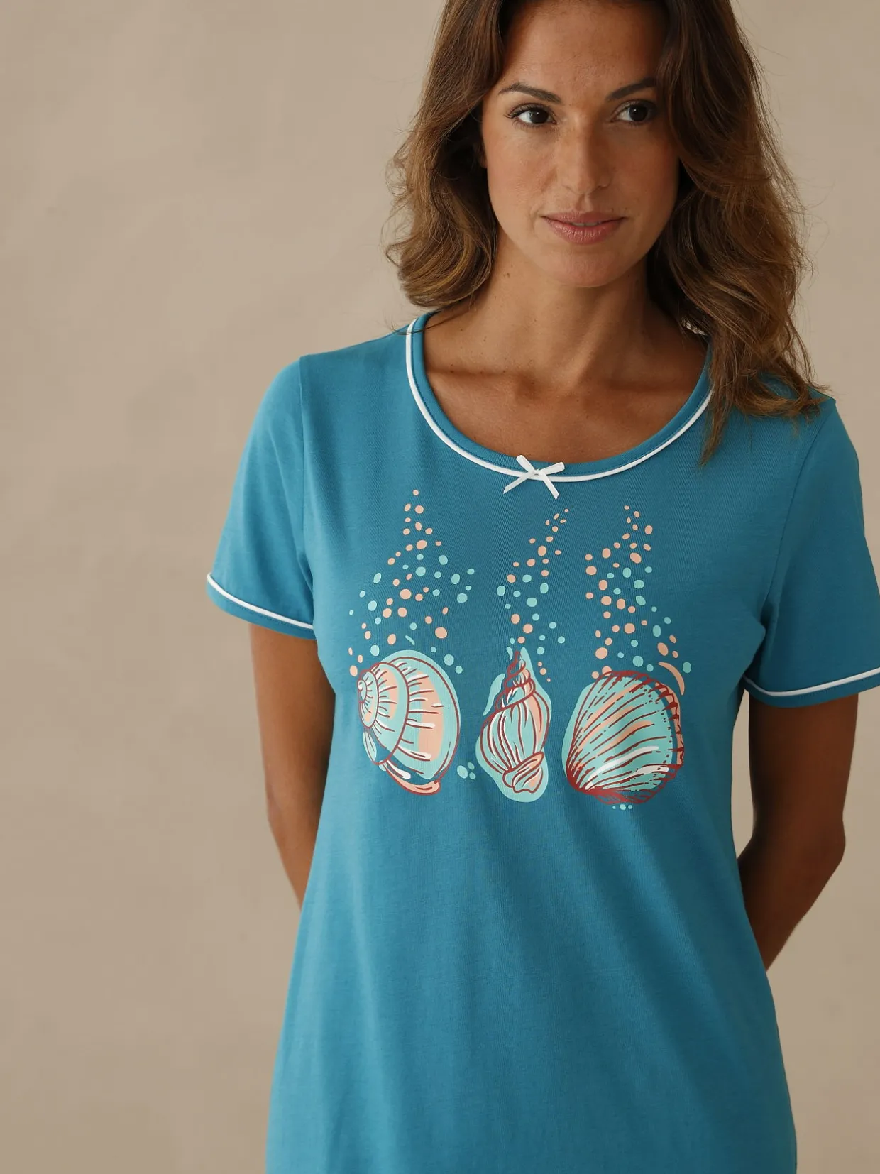 Daxon Lot de 2 chemises de nuit courtes coton