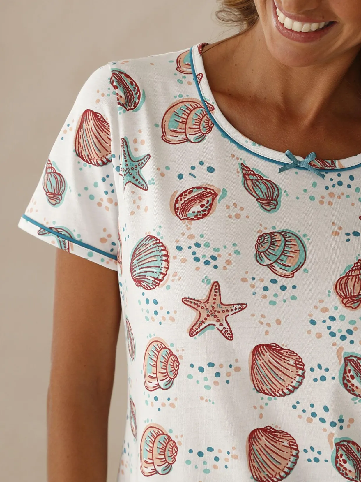 Daxon Lot de 2 chemises de nuit courtes coton