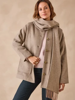 Femme Daxon Manteau avec laine et écharpe amovible