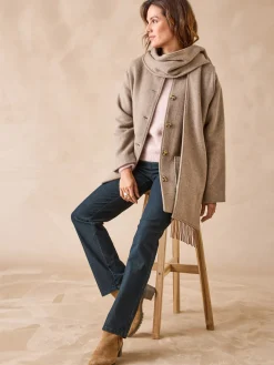 Femme Daxon Manteau avec laine et écharpe amovible