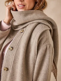 Femme Daxon Manteau avec laine et écharpe amovible