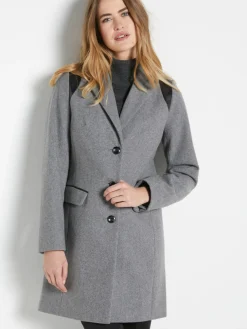 Femme Daxon Manteau coupe droite en drap de laine