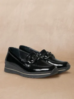 Femme Pédiconfort Mocassins cuir large chaînette fantaisie