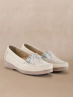 Femme Pédiconfort Mocassins ethniques grande largeur