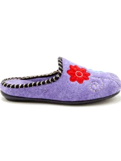 Femme Pédiconfort Mules brodées grande largeur