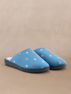 Femme Pédiconfort Mules brodées intérieur éponge