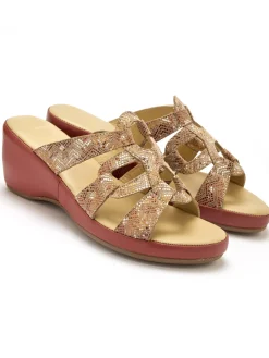Femme Pédiconfort Mules en cuir à talon compensé