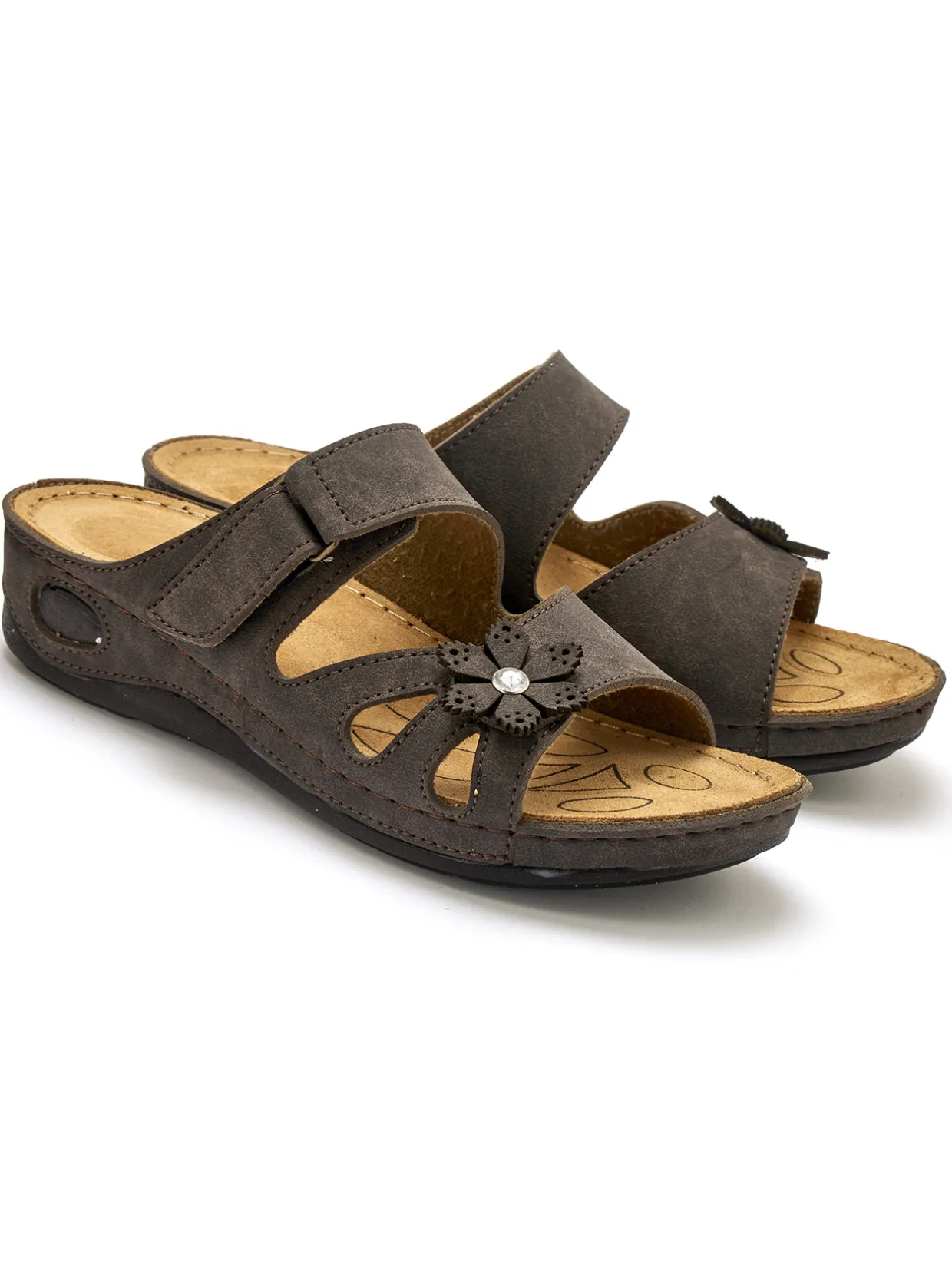 Femme Pédiconfort Mules fantaisie à patte scratch