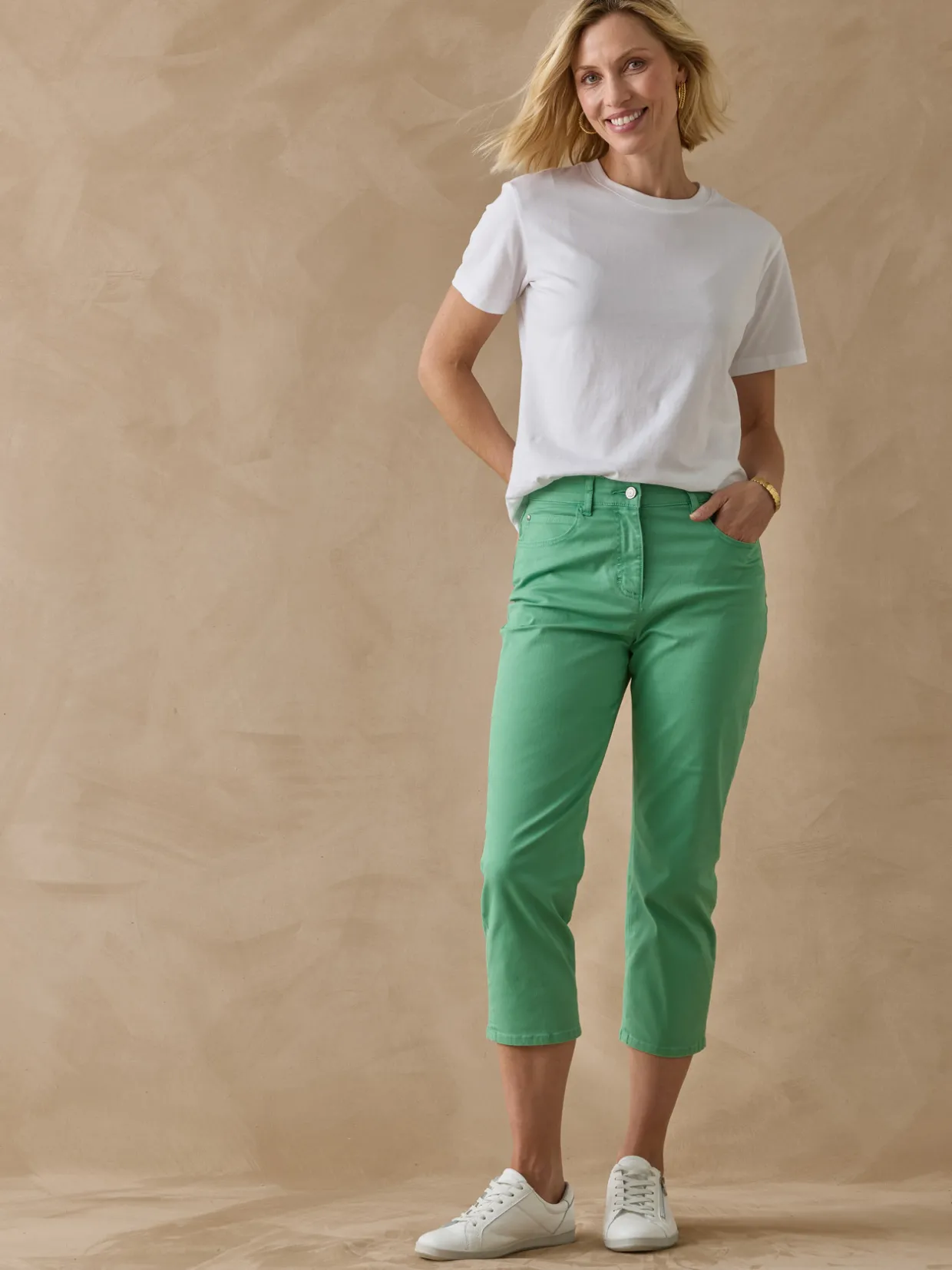 Femme Daxon Pantacourt élastiqué en gabardine