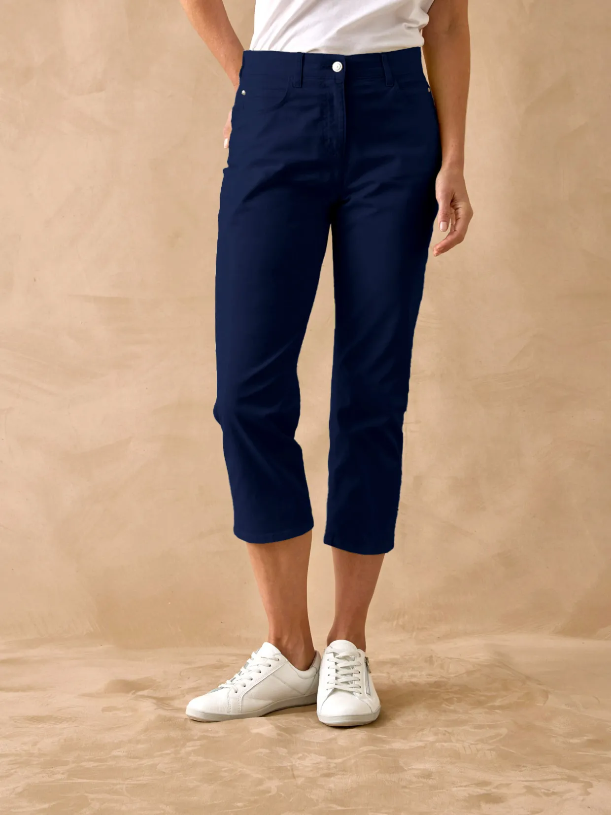 Femme Daxon Pantacourt élastiqué en gabardine