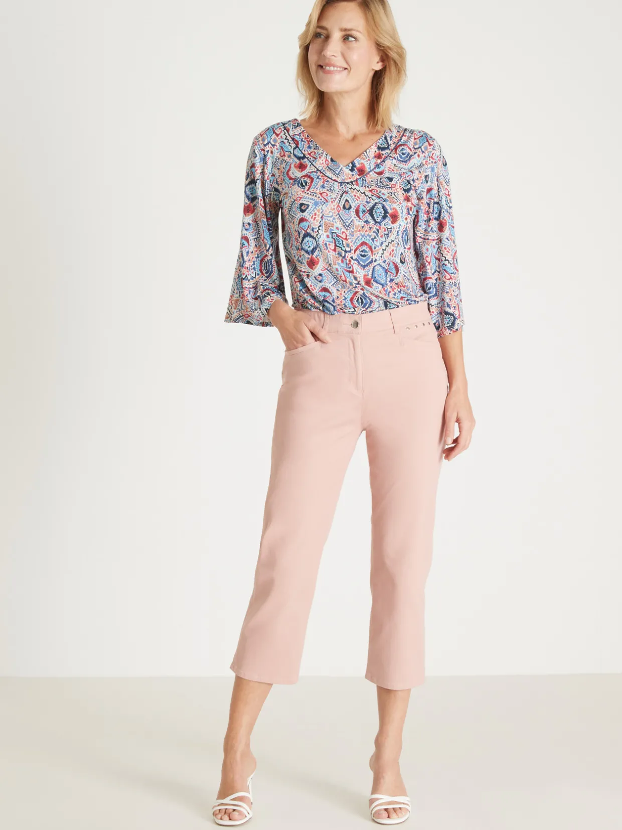 Femme Daxon Pantalon corsaire en toile extensible