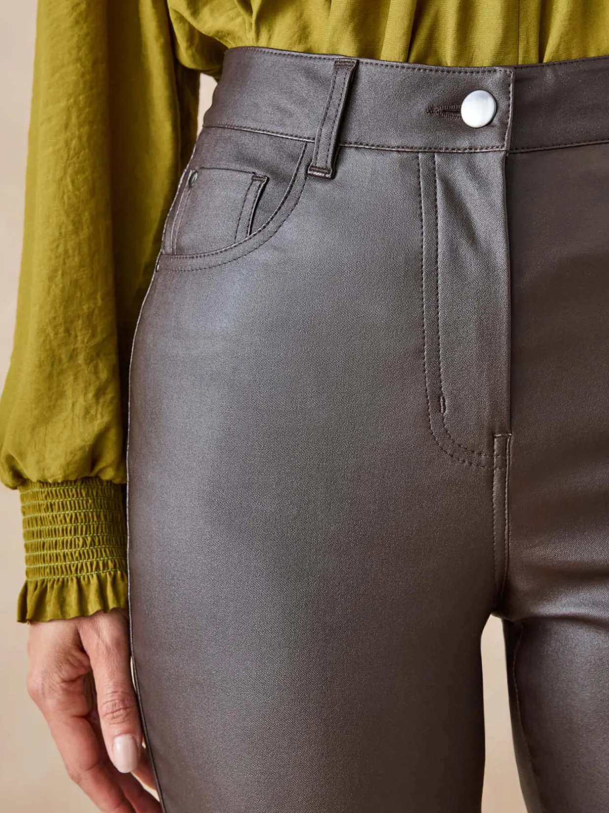 Femme Daxon Pantalon enduit taille haute