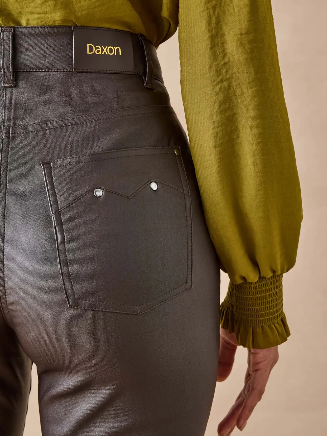 Femme Daxon Pantalon enduit taille haute