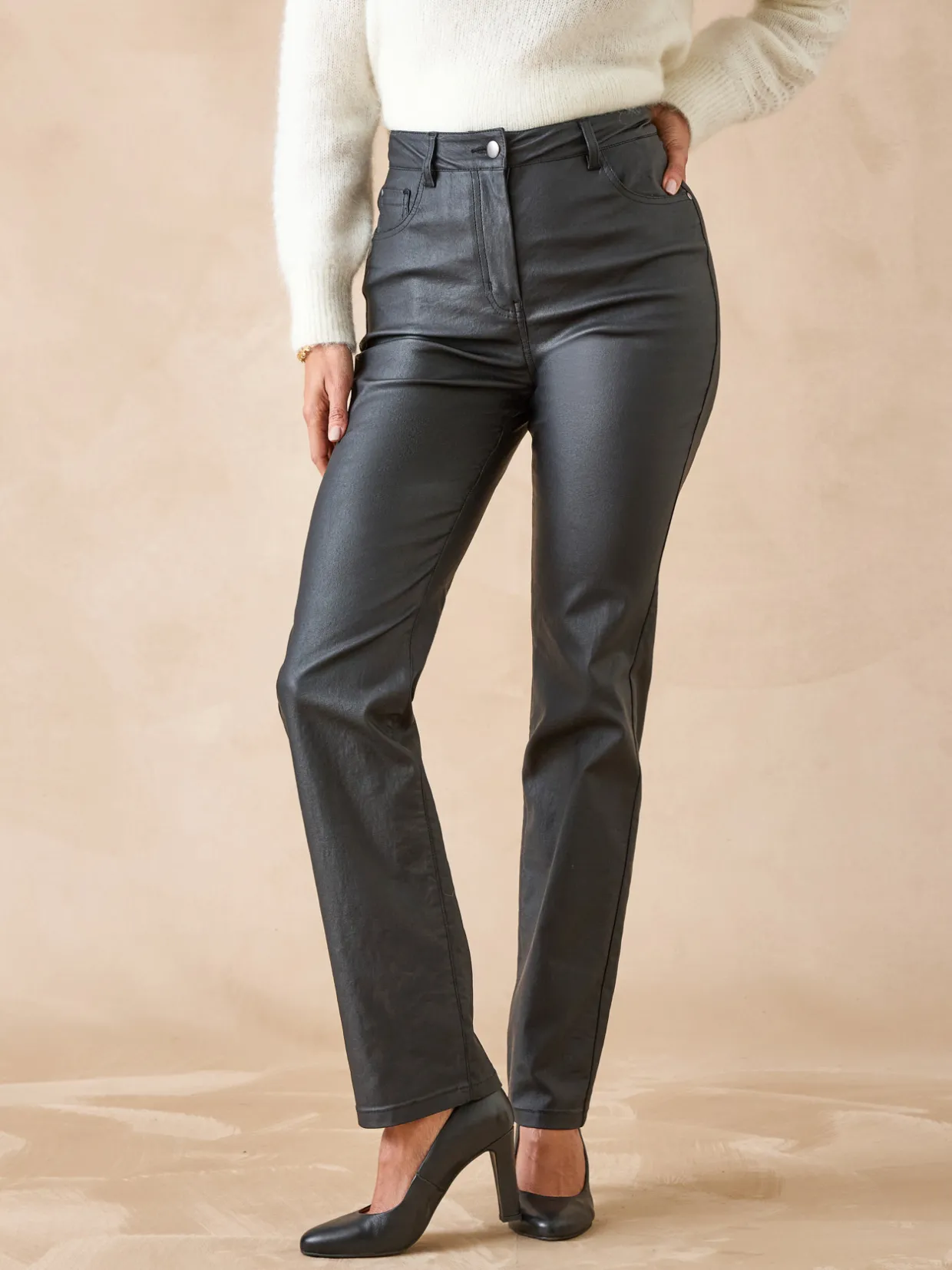Femme Daxon Pantalon enduit taille haute