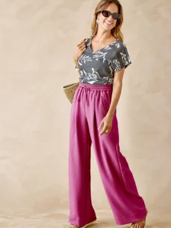 Femme Daxon Pantalon large aspect froissé