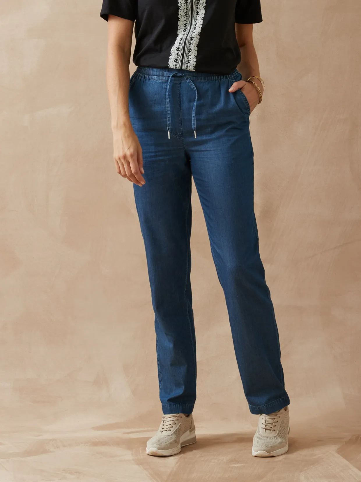 Femme Daxon Pantalon élastiqué en chambray