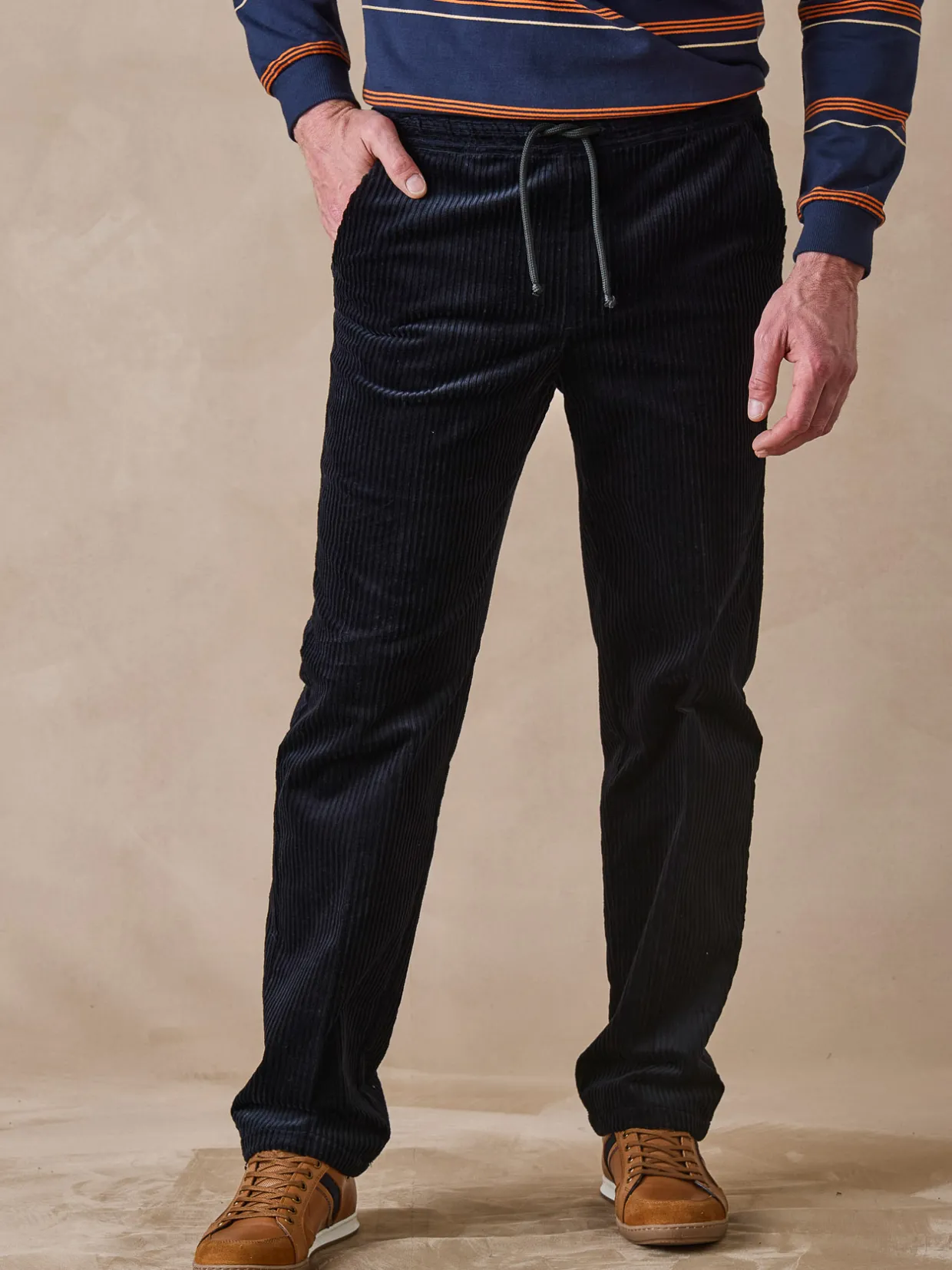 Homme Daxon Pantalon élastiqué en velours 200 raies