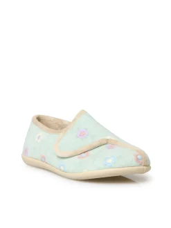 Femme Pédiconfort Pantoufles à scratch broderies fleurs