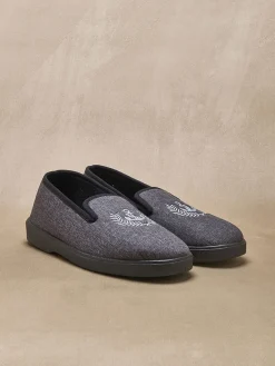 Homme Pédiconfort Pantoufles brodées intérieur éponge