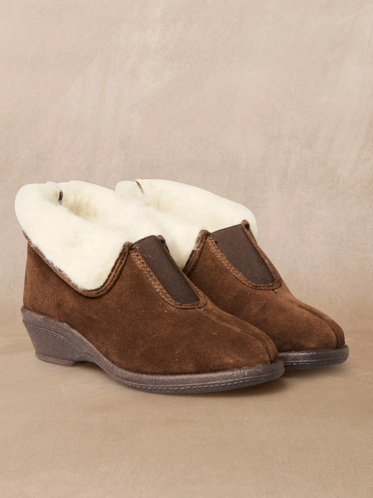 Femme Pédiconfort Pantoufles croûte de cuir fourrées