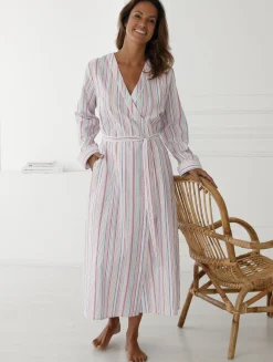 Daxon Peignoir forme kimono en seersucker
