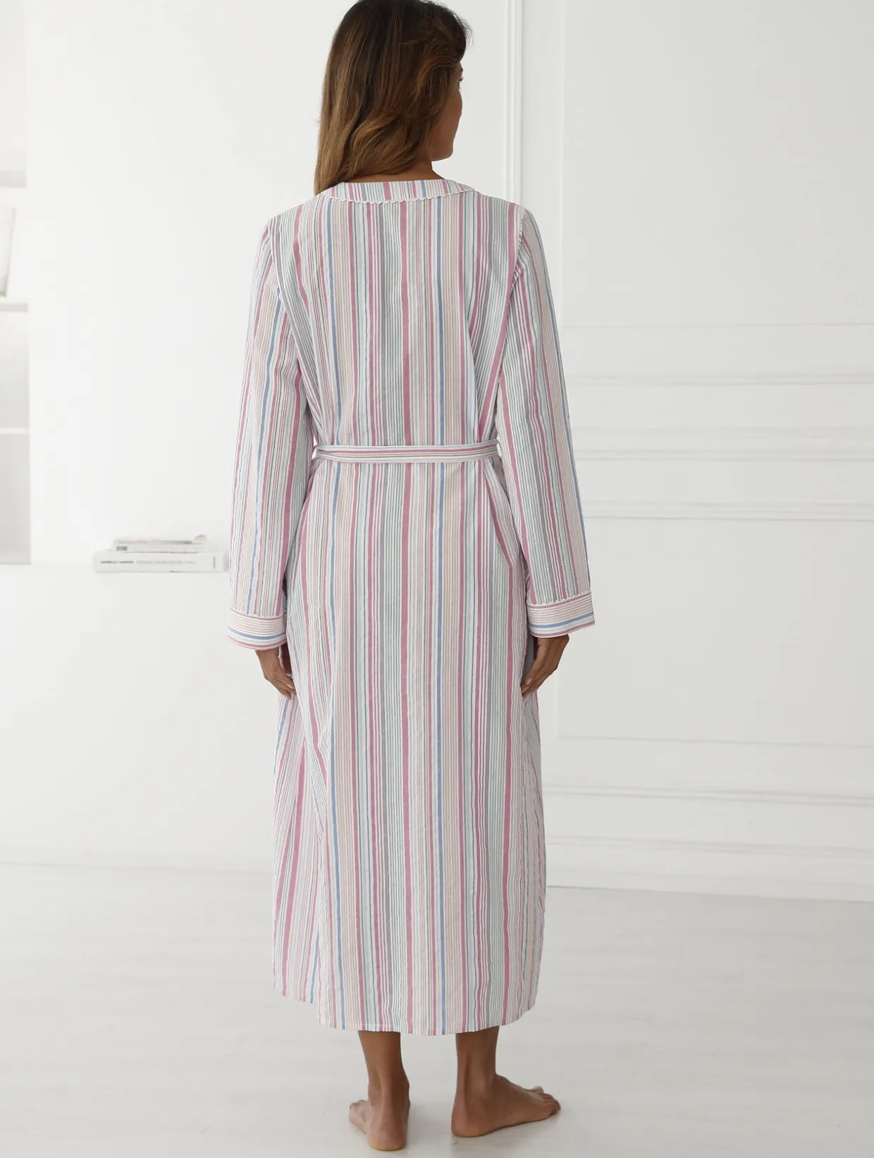 Daxon Peignoir forme kimono en seersucker