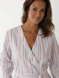 Daxon Peignoir forme kimono en seersucker