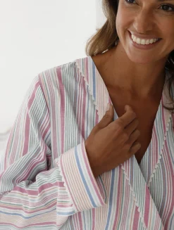 Daxon Peignoir forme kimono en seersucker