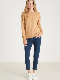 Femme Daxon Pull avec jeu de maille pointelle