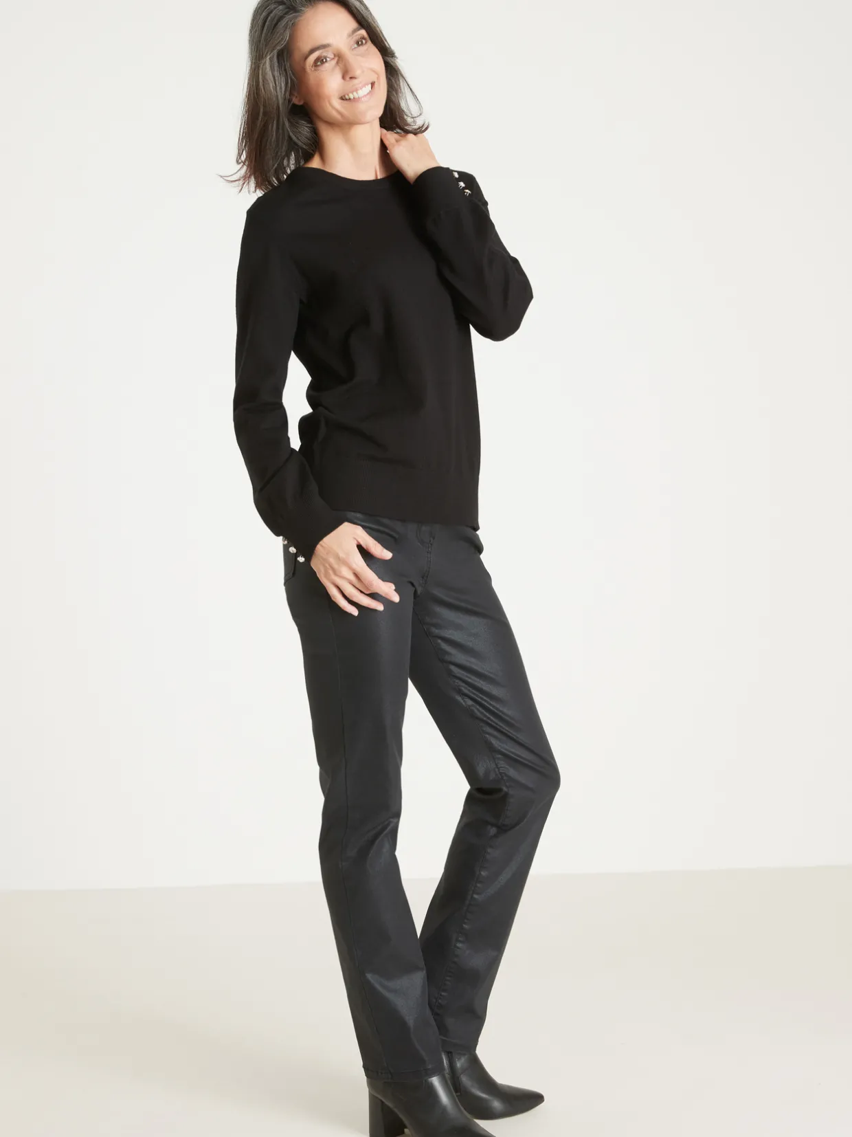 Femme Daxon Pull boutons-bijoux aux manches