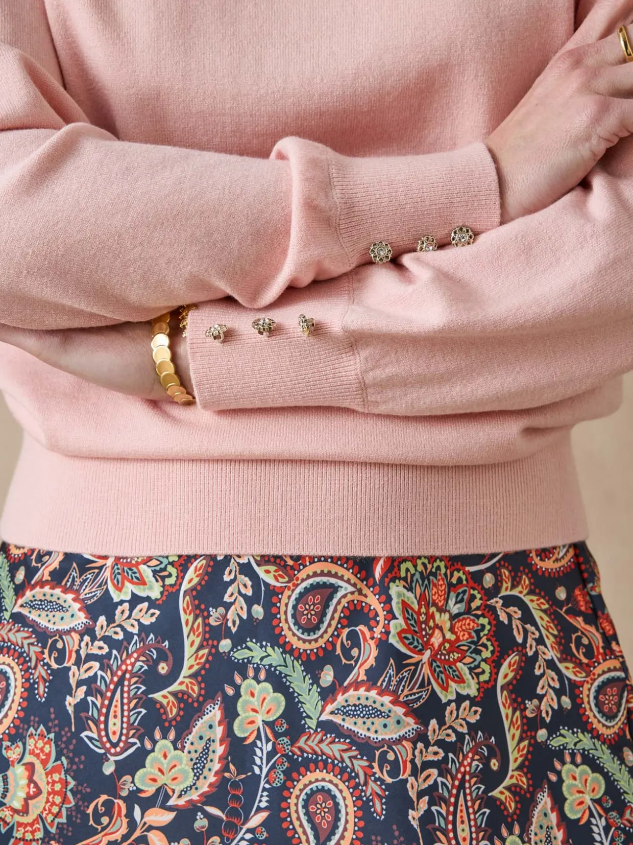 Femme Daxon Pull boutons-bijoux aux manches