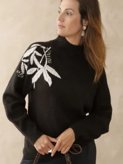 Femme Daxon Pull brodé col montant