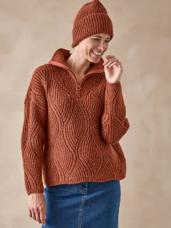 Femme Daxon Pull camionneur zippé et bonnet