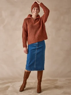 Femme Daxon Pull camionneur zippé et bonnet