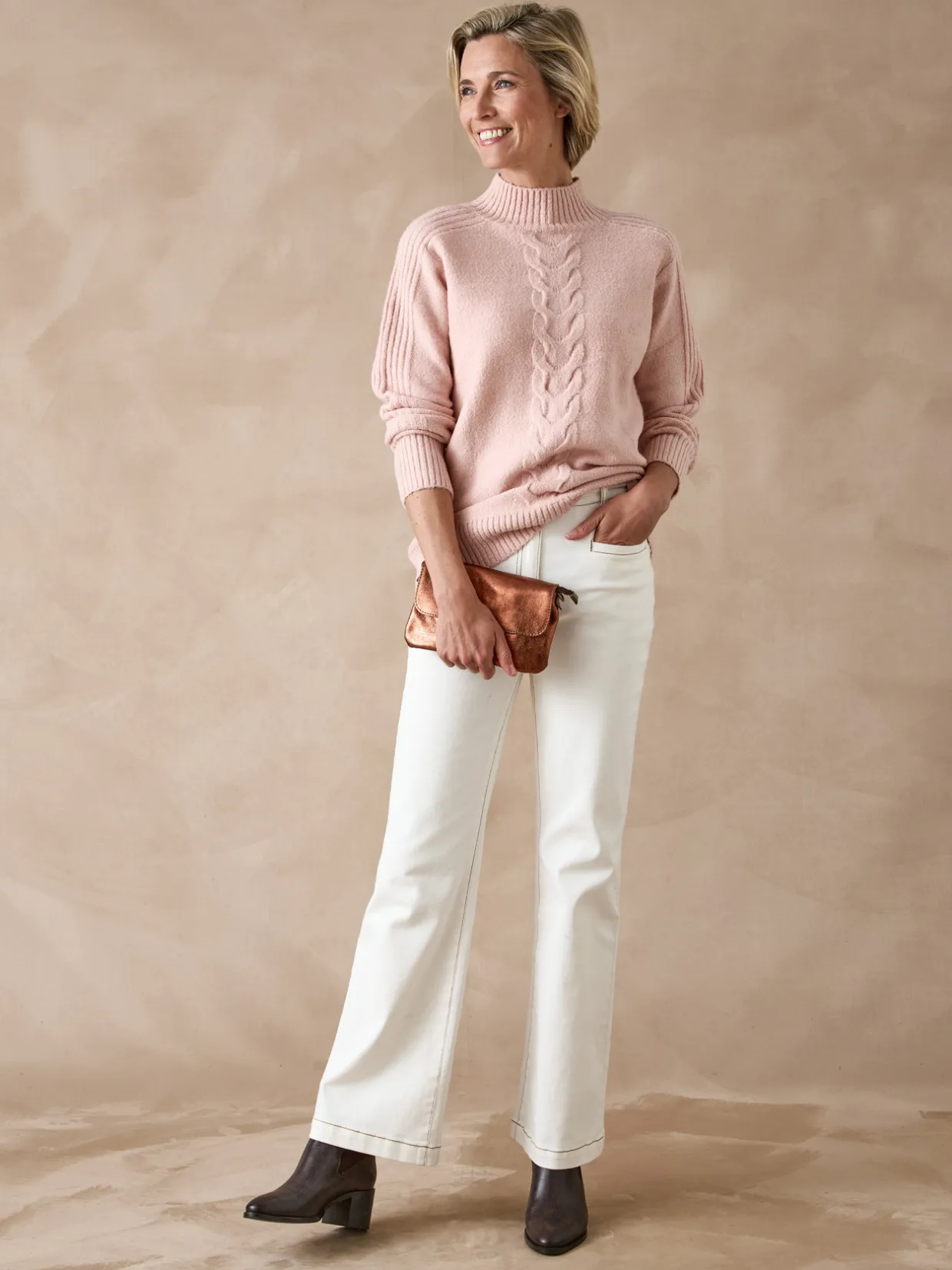 Femme Daxon Pull col montant en jersey envers