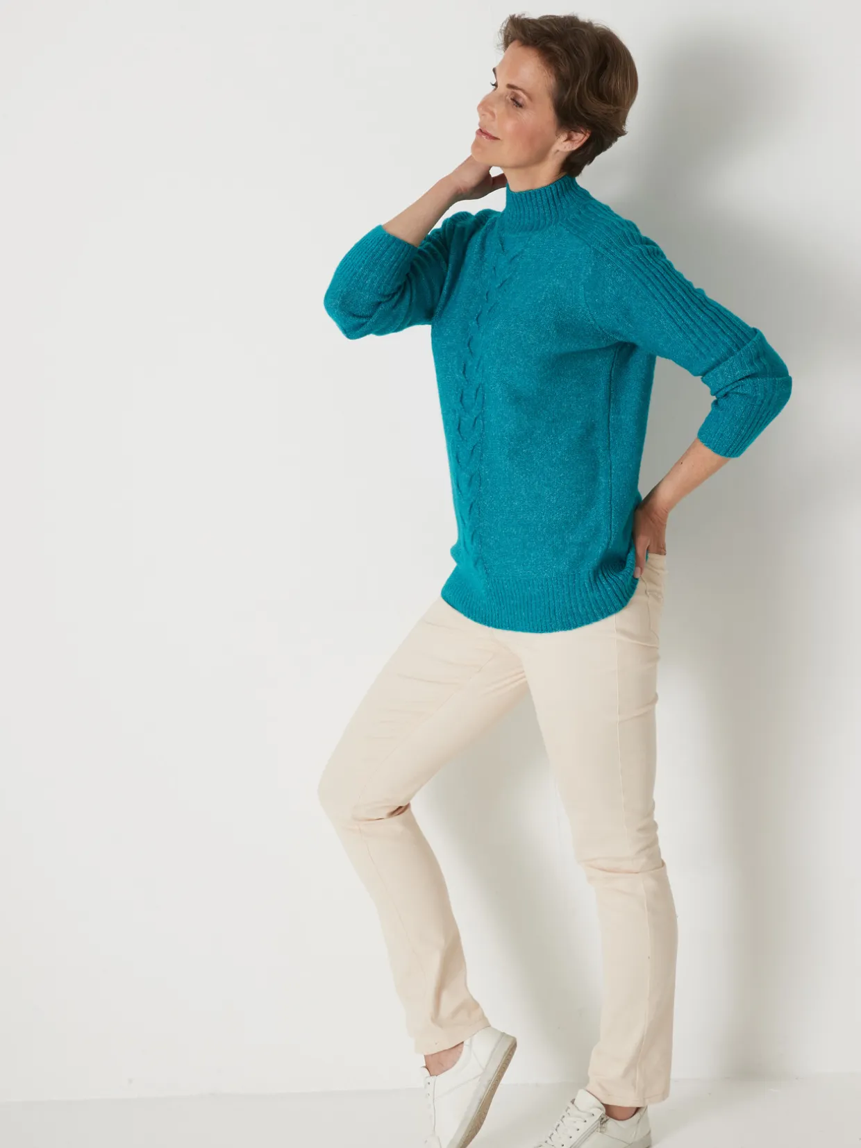 Femme Daxon Pull col montant en jersey envers