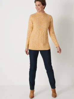 Femme Daxon Pull col montant maille torsadée