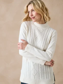 Femme Daxon Pull col montant maille torsadée