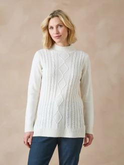 Femme Daxon Pull col montant maille torsadée