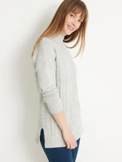 Femme Daxon Pull col montant maille torsadée