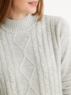 Femme Daxon Pull col montant maille torsadée