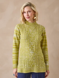 Femme Daxon Pull col montant maille torsadée