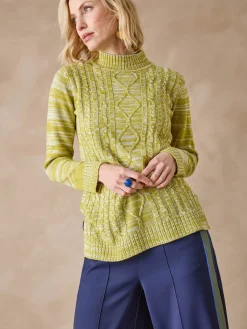 Femme Daxon Pull col montant maille torsadée
