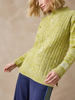 Femme Daxon Pull col montant maille torsadée