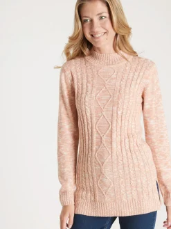 Femme Daxon Pull col montant maille torsadée