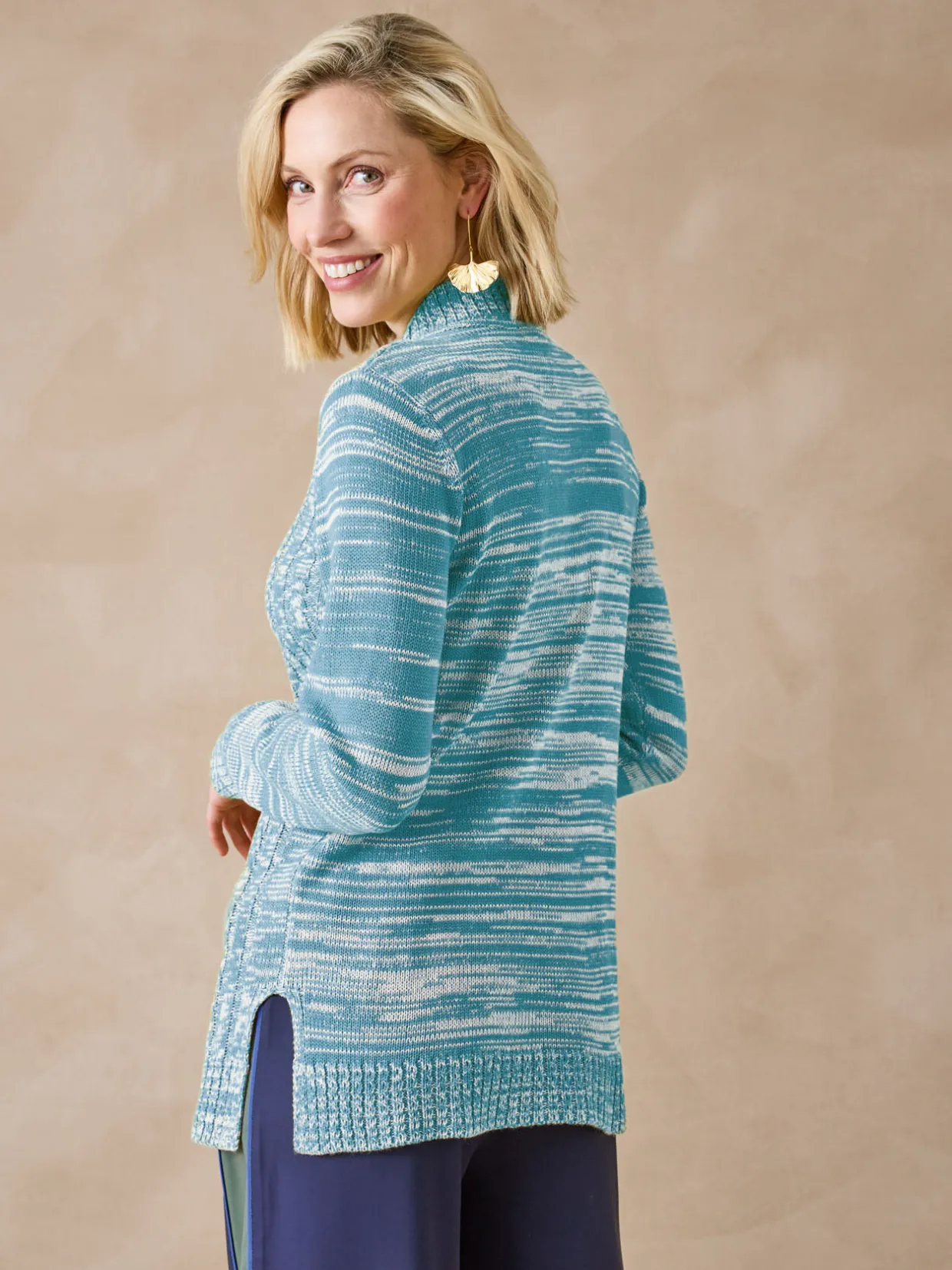 Femme Daxon Pull col montant maille torsadée